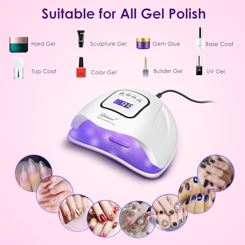 UV Gel Nail Lamp 150W LED Nail Dryer - White, Adjustable Timer & Smart Sensor
