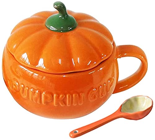 27.1oz Pumpkin-Shaped Ceramic Coffee Mug with Spoon - Cute Halloween Gift