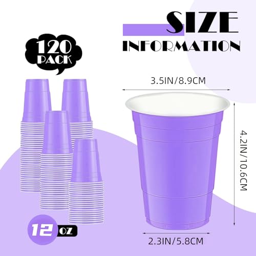 120 Pack Light Purple Disposable Plastic Cups 12 oz Party Drinkware - Halloween Variation