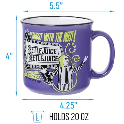 Beetlejuice Ghost Ceramic Camper Mug 20oz - Officially Licensed Coffee Cup
