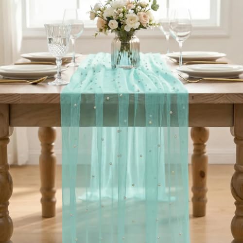 6-Pack Turquoise Gauze Table Runners 28 x 120 Inch - Home Decor