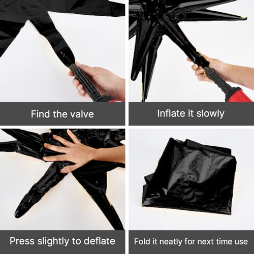 Black Star Spike Balloons 2pcs - 42 Inch Foil Explosion Mylar Party Balloons
