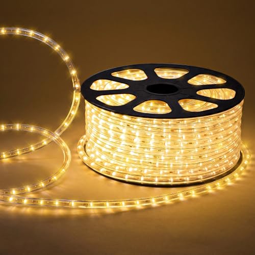 Outdoor Waterproof Rope Lights 33FT 240 LED Warm White Connectable for Garden & Holiday Decor