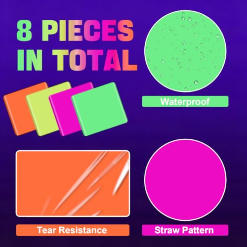 Glow-in-the-Dark Multicolor Plastic Table Runner - 8 Pack for Parties