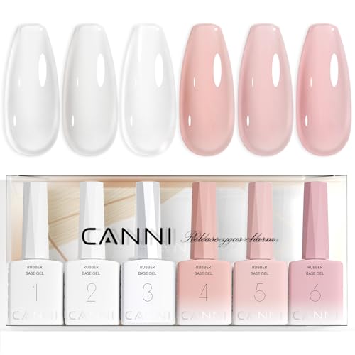 CANNI Milky Pink Gel Nail Polish Set - 6Pcs 9ml Rubber Base Kit R1-Rubber Base