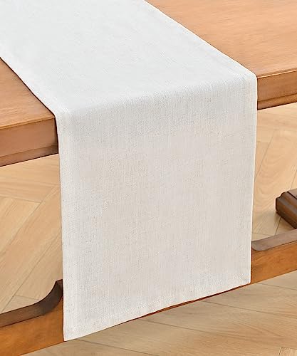 Wracra Linen Table Runner - Ivory Cream Burlap Style 13x36 Inch