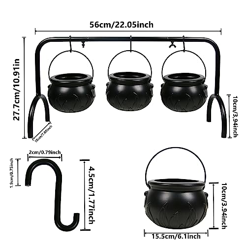 Halloween Cauldron Serving Set with Rack and Hooks - Spooky Decor