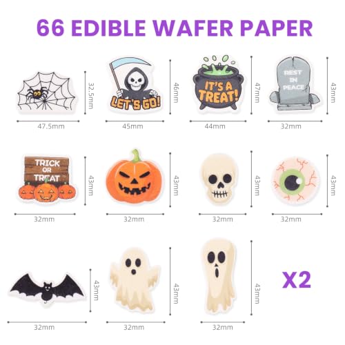 Edible Halloween Cake Toppers - Vibrant Wafer Paper Decorations, 72 Pieces
