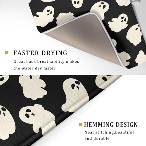Halloween Ghost Dish Drying Mat 16x18 Inch Kitchen Counter Protector - Reversible Microfiber Halloween Decor