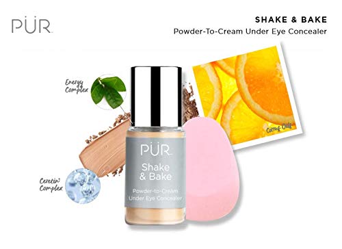 PÜR MINERALS Shake & Bake Powder to Cream Under Eye Concealer - Weightless Translucent Formula for Dark Circles & Puffiness
