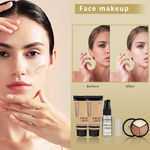 Teen Makeup Kit with Eyeshadow, Lip Gloss, Foundation & Brushes – All-in-One Cosmetics Set for Girls
