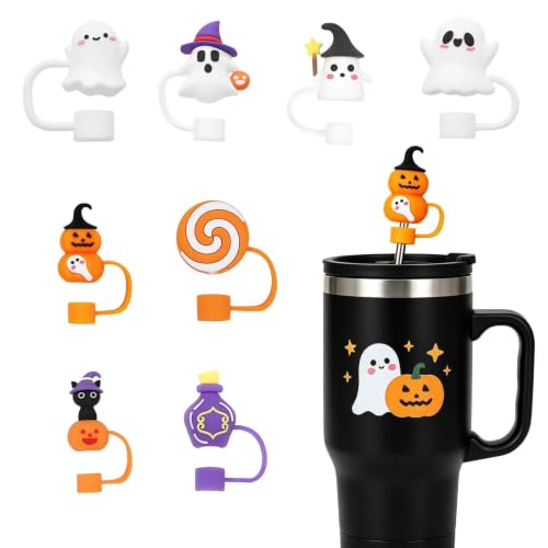 Halloween Silicone Straw Cover Caps for 30oz/40oz Cups - 8 Pack