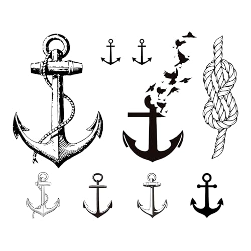 Nautical Sailor Temporary Tattoos Set Anchors & Rope - Waterproof & Long-Lasting