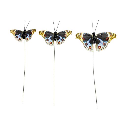 Berfutall 12-Piece Junonia Orithya Feather Butterfly Set on Picks - Floral & Craft Decor - Variation B