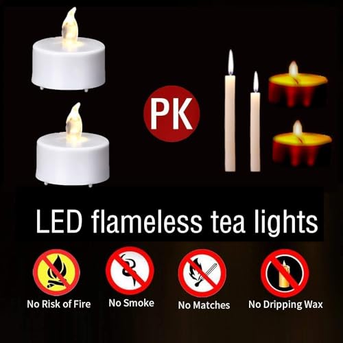 LED Flickering Tea Light Candles with Remote Control - Warm White 5 Pack