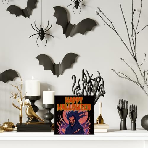Halloween Wooden Sign Decor - Spooky Ghosts, 5x5 Inches