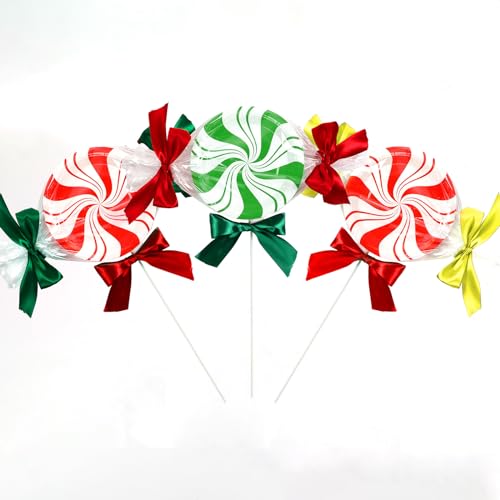 80Pcs Christmas Peppermint Paper Plates - Disposable 7 Inch Holiday Dessert Dinnerware Set - Red & Green Striped Party Supplies - Peppermint Candy Variation