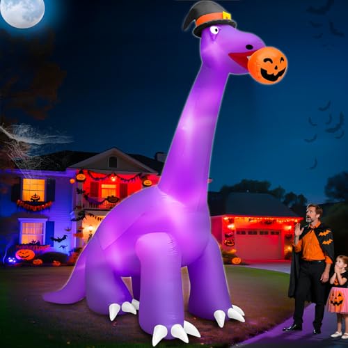 16 Ft Giant Inflatable Dinosaur Halloween Decoration with Lights for Outdoor Yard