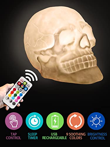 Easter Skull Night Light with 9-Color Breathing Mode - Safe Silicone Decorative Lamp