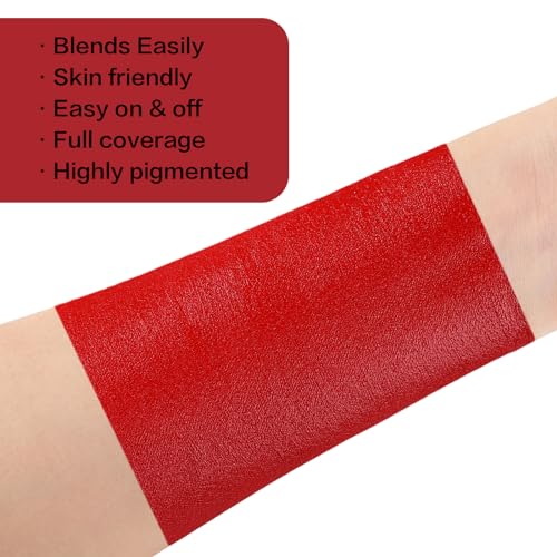 Red Face Paint Kit - Blendable Cream Body & Face Makeup for Halloween & Cosplay