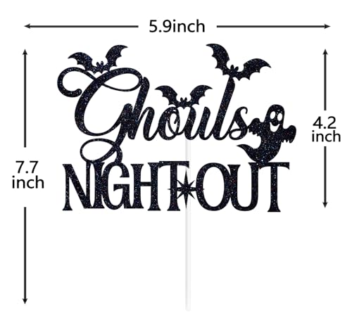 Halloween Cake Topper Black Glitter Ghouls Night Out Celebration Decor