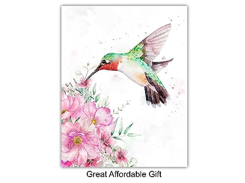 Boho Hummingbirds Wall Art Print - Shabby Chic Farmhouse Decor for Bedroom & Living Room