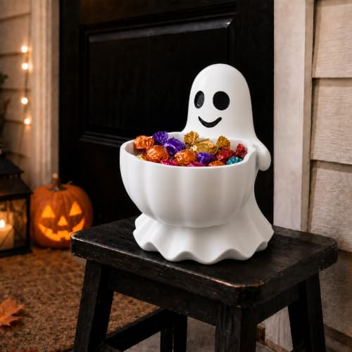 Halloween Ghost Candy Bowl - Cute Resin Snack Holder for Treats & Decor