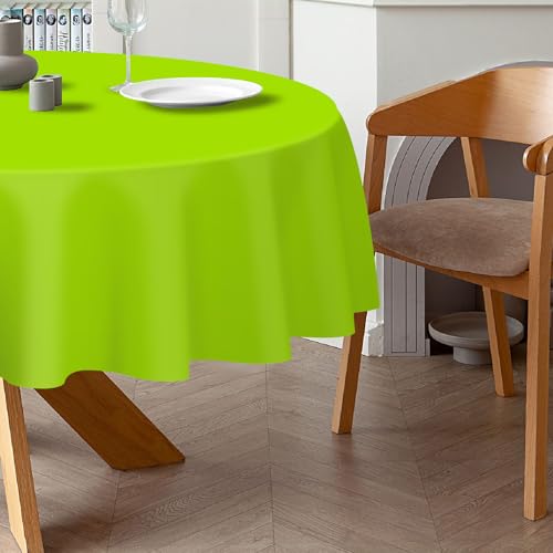 6 Pack Lime Green Round Disposable Plastic Tablecloths - 84 Inch for Events & Parties
