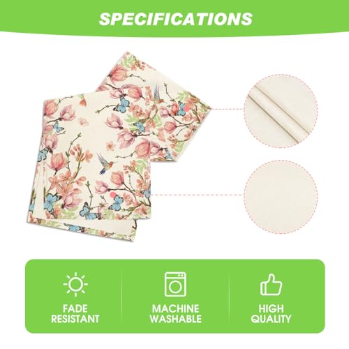 Flowers Bird Butterfly Spring Table Runner for Kitchen & Dining, 13x48 Inch