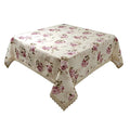 Beige Floral Print Square Tablecloth 38x38 Inch Waterproof Stain-Resistant