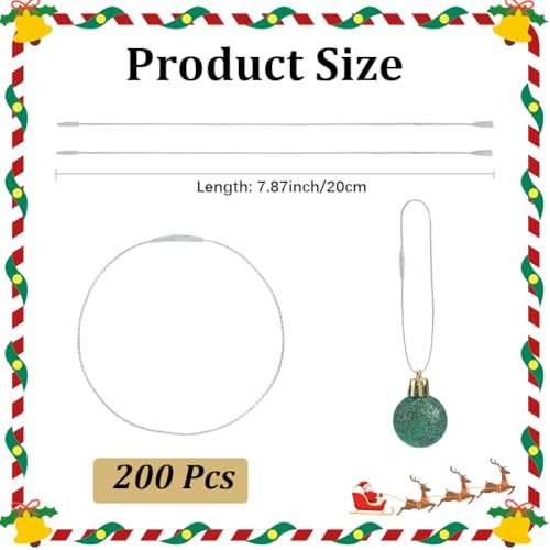 Silver Christmas Ornament Hangers Strings with Snaps - 200 Pack