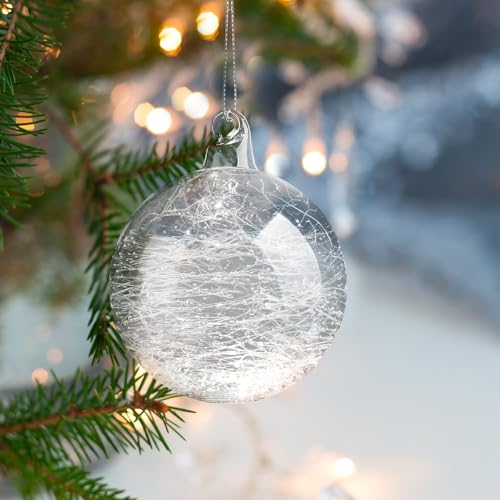 Clear Glass Christmas Ornaments Set - Iridescent Balls in Multiple Sizes, 36 Pack