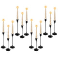 Black Candle Holder Set - 12pcs Taper Candlestick Holders for Pillar Candles, Decor, Halloween & Christmas - Black Variation