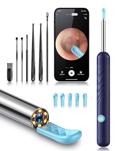 Deep Blue Ear Wax Removal Kit with Camera and Light - 1080P, Includes 6 Soft Spoons
