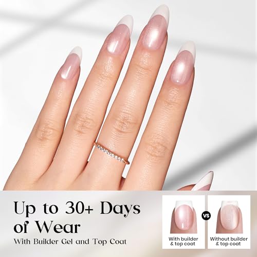 Beetles French Tip Press On Nails - A-Blush M-04 Medium Almond 160Pcs