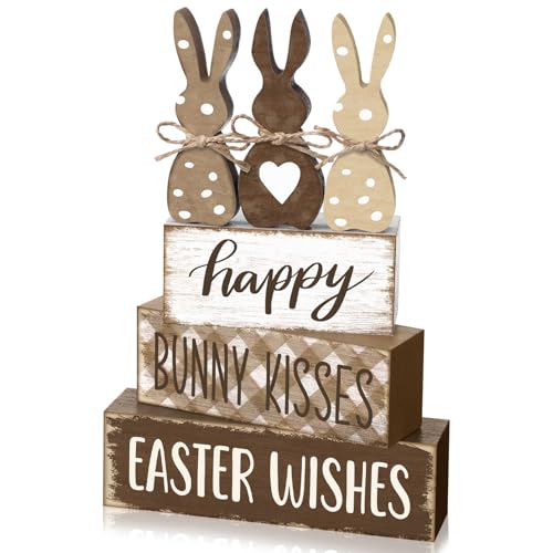 Easter Bunny Wooden Table Decorations Set - Rustic Farmhouse Spring Decor - Variation of THIS listing
