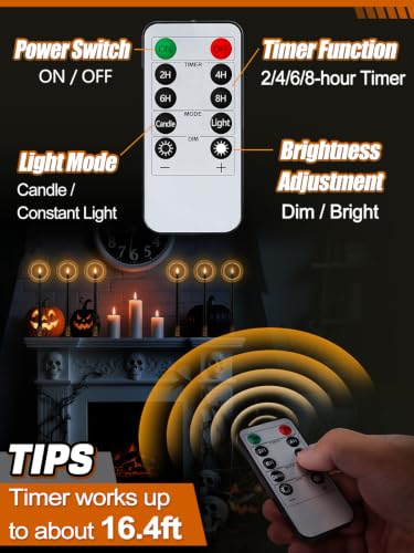 12 Pcs Halloween Flameless Candles with Holders & Timer - Spooky Atmosphere
