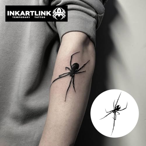 Semi Permanent Tattoo Sheets - Long Legged Spider Animal Design - Waterproof & Skin-Safe - Variation: Animal-MAN26