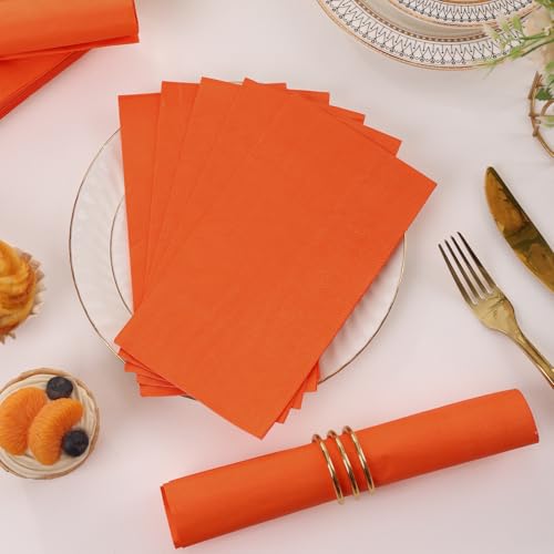 Disposable Orange Paper Napkins 100 Pcs for Parties & Events - Joy Akkess