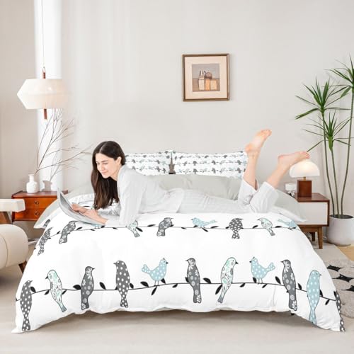 Girls Boho Birds Bedding Set - Multi Twin No Comforter, Nature Floral Decor