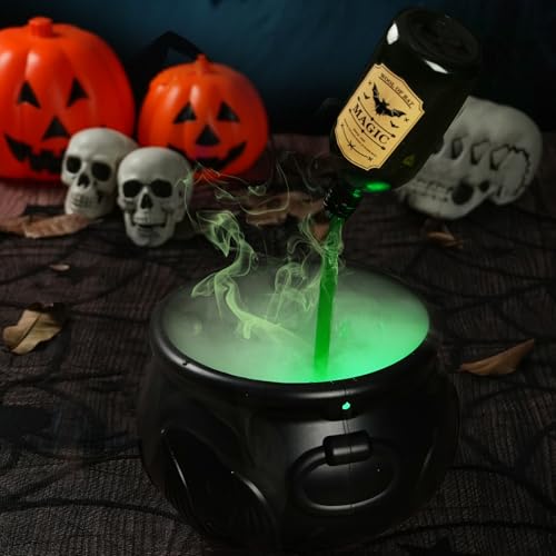 Halloween Floating Potion Decor Set with Cauldron and Mist Maker - Indoor Spooky Halloween Party Decoration