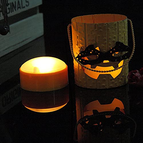 4 Pack Halloween Pumpkin Lanterns with Remote - Battery Operated Flameless LED Candles, Orange