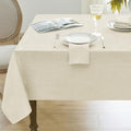 Cream Linen Textured Outdoor Rectangular Tablecloth 52 x 70 Inch - Stain & Wrinkle Resistant - Perfect for Spring, Summer & Parties