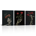 Skull Wall Art Decor Set - Black and Grey Halloween Pictures for Bedroom Living Room