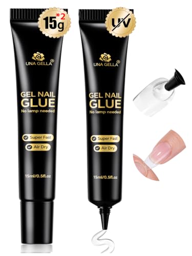 Strong Nail Gel Glue for Press-Ons, No UV, 15g Pair - Long-Lasting Adhesive