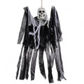 2 Pack Halloween Ghost Decorations with LED Glowing Skull and Gauze Cape - Outdoor Indoor Spooky Hanging Decor - Vari 2