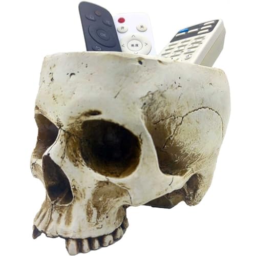 Large Human Skull Candy Dish with Lid - Halloween Skull Decor Sculpture