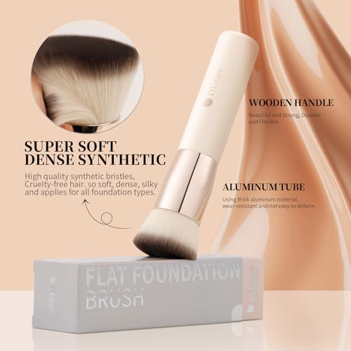 Flat Top Kabuki Foundation Brush - Synthetic Makeup Tool Beige