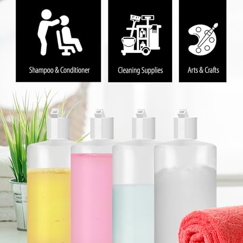 Bar5F Plastic Squeeze Bottles, 32oz, 4-Pack, FLip Cap, BPA-Free, for Shampoo, Cleaning, Pets