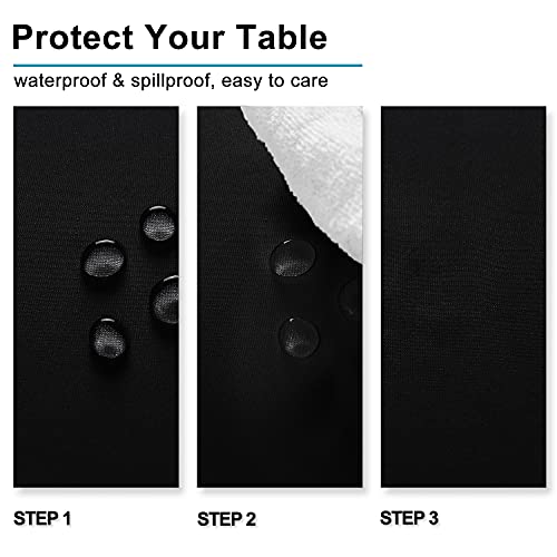 Black Rectangular Tablecloth 70x120 Inch - 2 Pack Waterproof Polyester